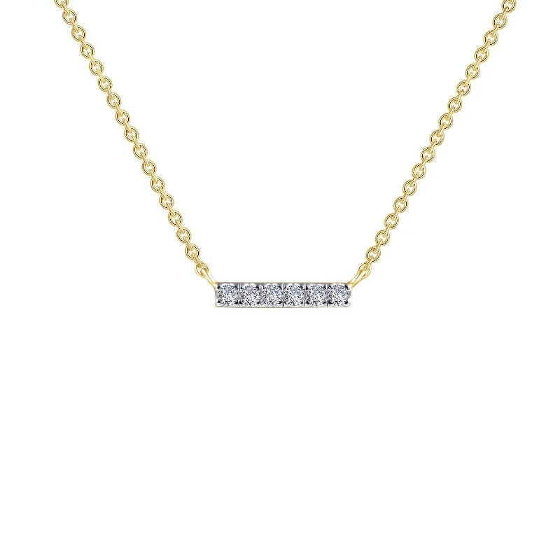 Long Gold Necklace-Lafonn Simulated Diamond Dainty Bar Necklace N0096CLT