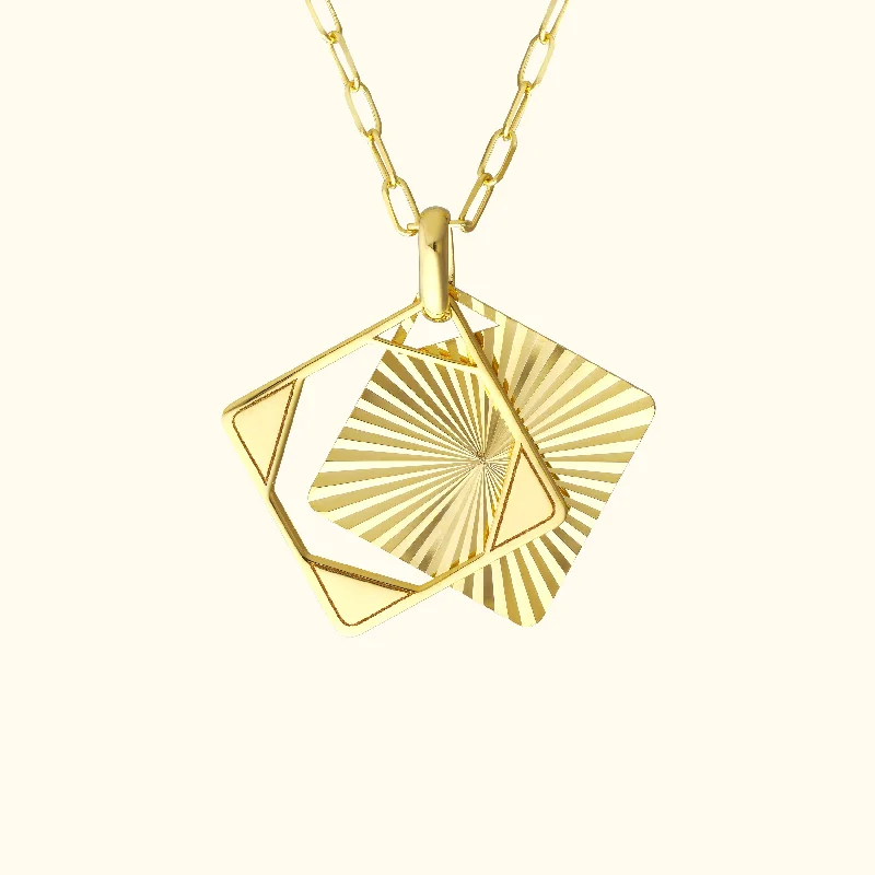 Bridesmaid Necklace for Wedding-Rhombus Medallion Paper Clip Chain Necklace