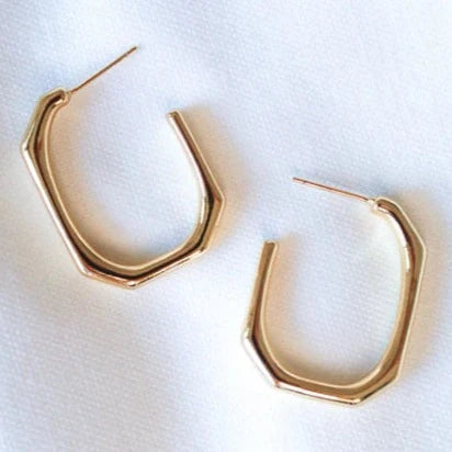 Vintage Gold Earrings-Kinsey Designs | Polly Gold Tone Rectangular Hoop Earrings