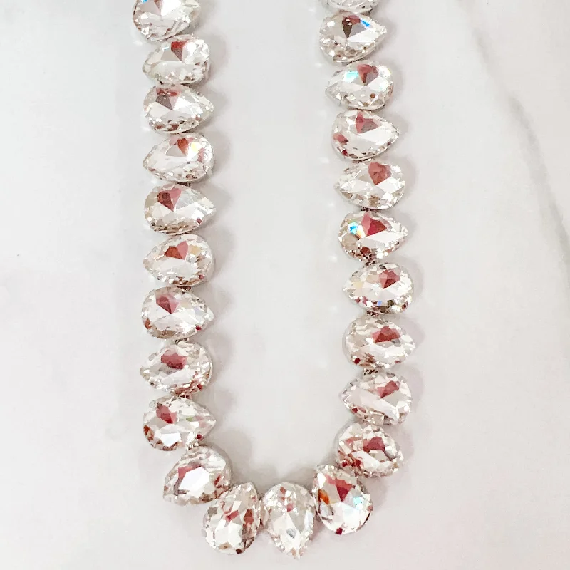 Modern Crystal Necklace-Silver Radiance Necklace L11