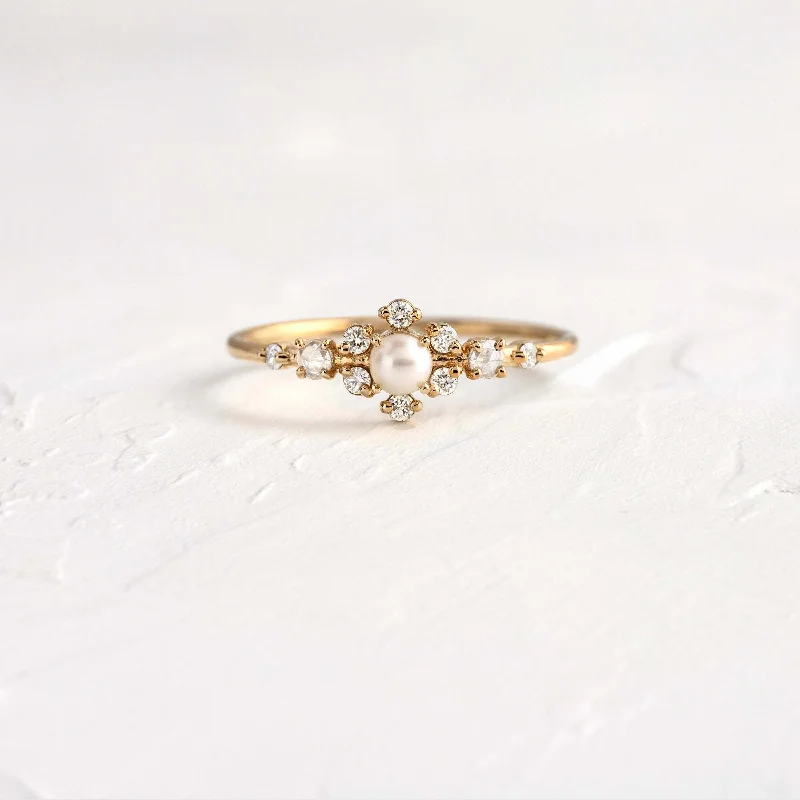 Simple Diamond Engagement Ring-Pearl Siren Ring