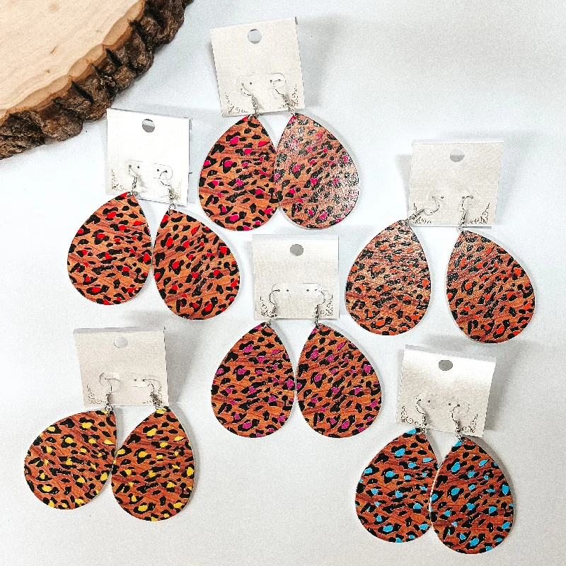 Modern Silver Earrings-Buy 3 for $10 | Leopard Teardrop Faux Wood Grain Earrings