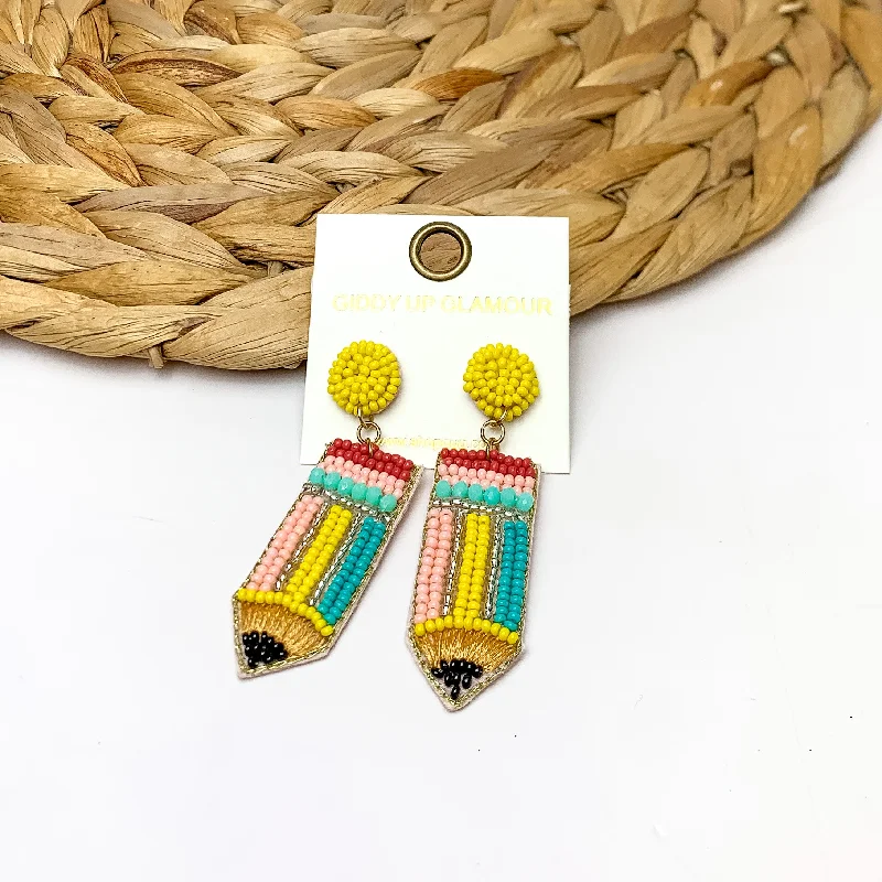 Wedding Jewelry Earrings-Beaded Pencil Earrings in Multicolor