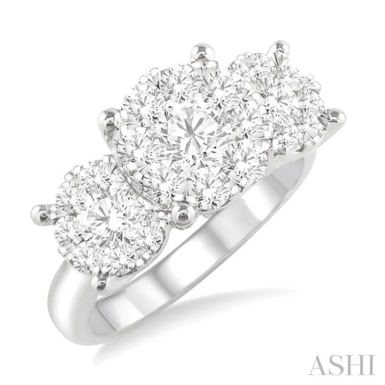 Silver Wedding Band with Diamonds-2 Ctw Lovebright Round Cut Diamond Ring in 14K White Gold