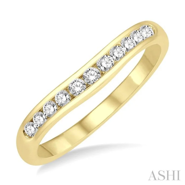 Diamond Engagement Ring-1/4 Ctw Round Cut Diamond Inlay Wedding Band in 14K Yellow Gold