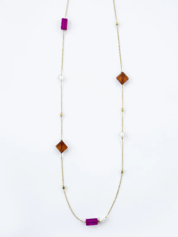 Elegant Birthstone Necklace-Cubist Necklace - Amber