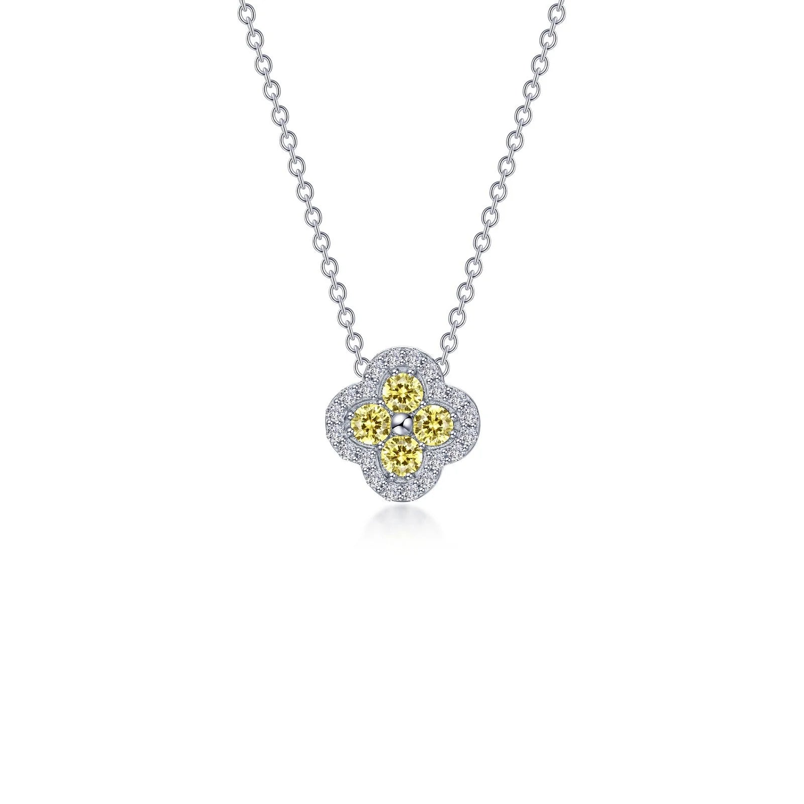 Wedding Necklace for Bride-Lafonn Simulated Diamond & Canary Clover Halo Necklace N0335CAP20