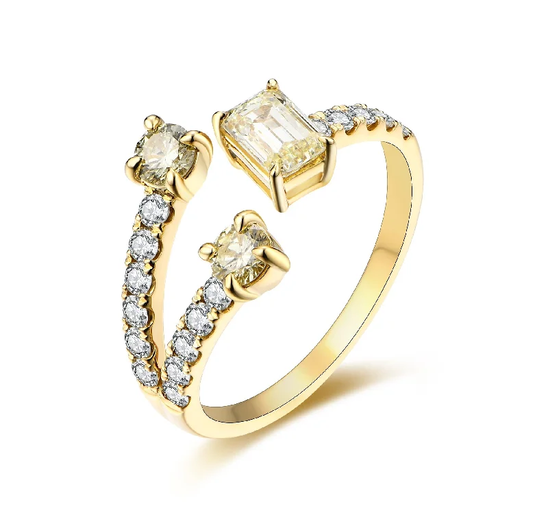 Rose Gold Wedding Ring-Multi Shape Light Yellow Diamond Ring