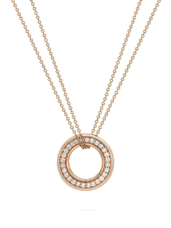 Diamond and Gold Necklace-Roulette Medium Rose Gold Diamond Pendant