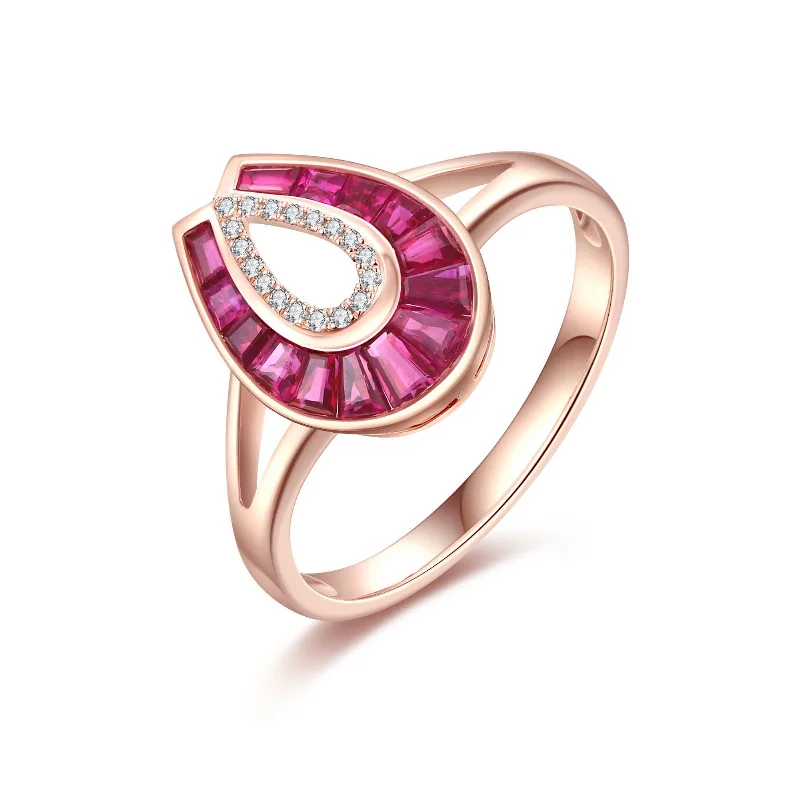 Elegant Custom Ring-Horse Shoes Ruby and Diamond Ring