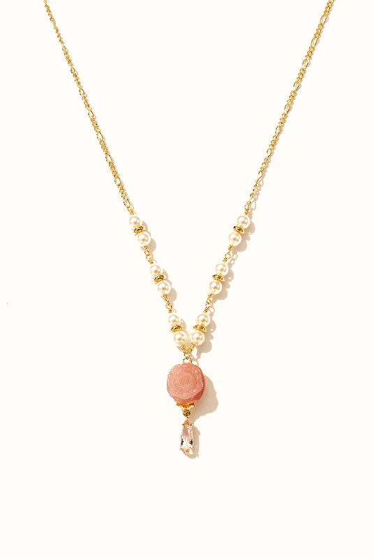 Fashionable Pendant Necklace-Rosy Agate Drop Necklace