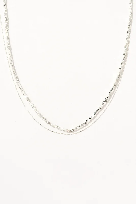 Elegant Necklace with Rubies-Silver Chain Layered Necklace