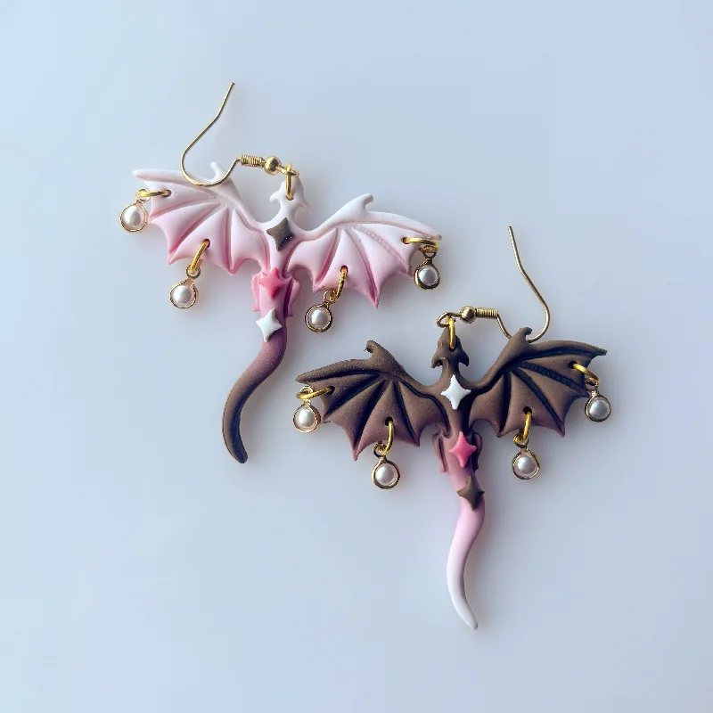 Custom Diamond Earrings-NEAPOLITAN ICE CREAM DRAGON EARRINGS