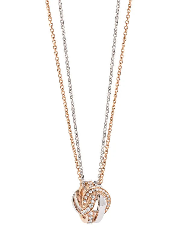 Designer Necklace for Evening-The Knot Rose and White Gold Diamond Pendant