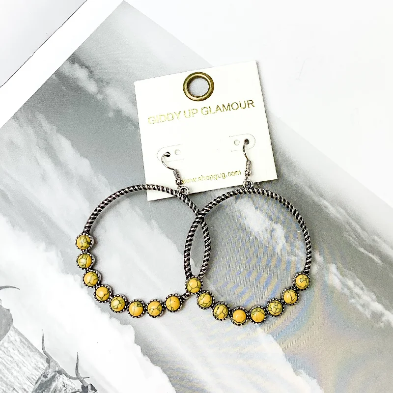 Fashion Earrings for Wedding Day-Forever Twisted Hoop Earrings with Stones in Yellow