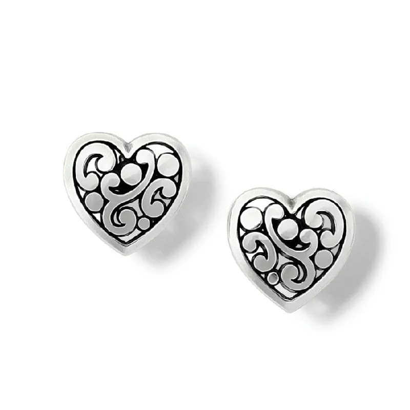 Beaded Earrings for Weddings-Brighton | Contempo Silver Tone Heart Post Earrings