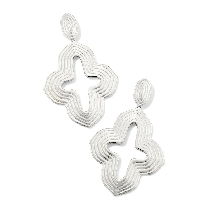 High-End Wedding Earrings-Kendra Scott | Abbie Metal Statement Earrings in Silver