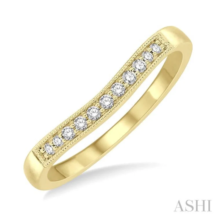 Gorgeous Wedding Band with Diamonds-1/10 Ctw Arched Round Cut Diamond Wedding Band in 14K Yellow Gold