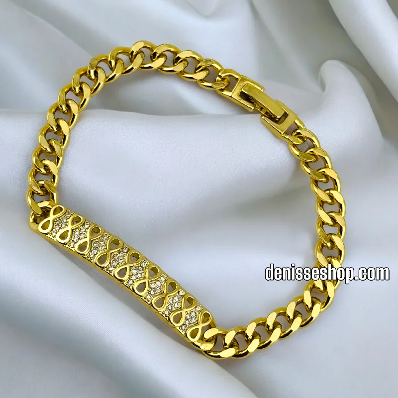 Fashionable Leather Bracelet-14K INFINITY CUBAN BRACELET BR528