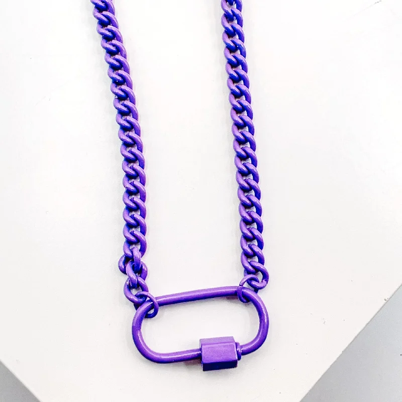 Unique Chain Necklace-Purple Enamel Clip Necklace L4