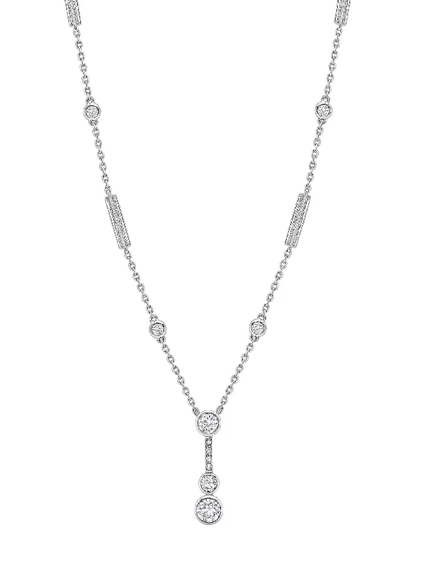 Fashionable Birthstone Necklace-Waterfall Diamond Platinum Pendant