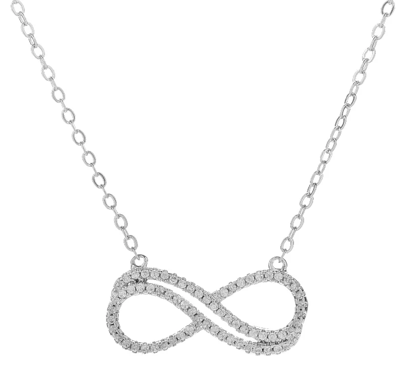 Silver Pendant Necklace with Diamonds-Tansy 18k White Gold Infinity Pendant Necklace with Simulated Diamond Crystals