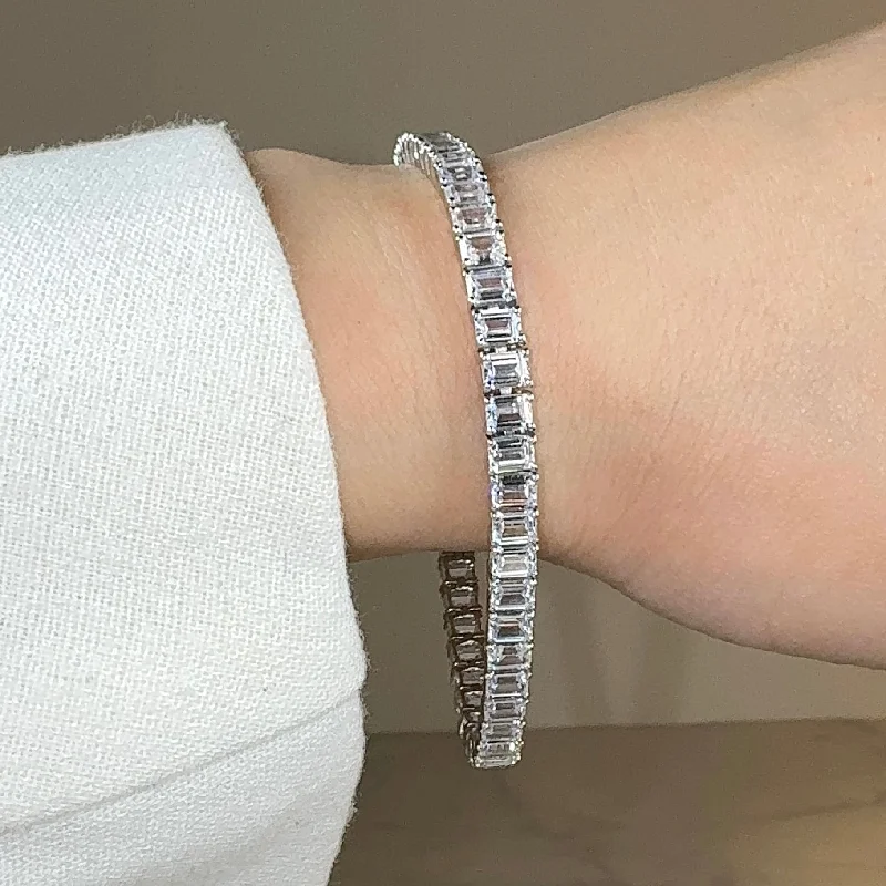 Unique Gold Bracelet with Diamonds-Baguette Emerald Cut 13 Carat Diamond Bracelet BREC1