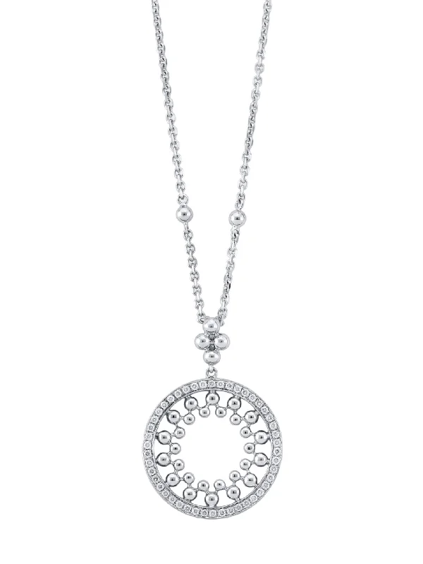 Diamond Heart Necklace-Circus White Gold Bead Pendant