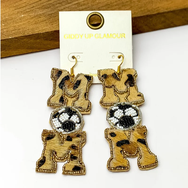 Funky Earrings for Teens-Leopard Print Soccer Mom Earrings