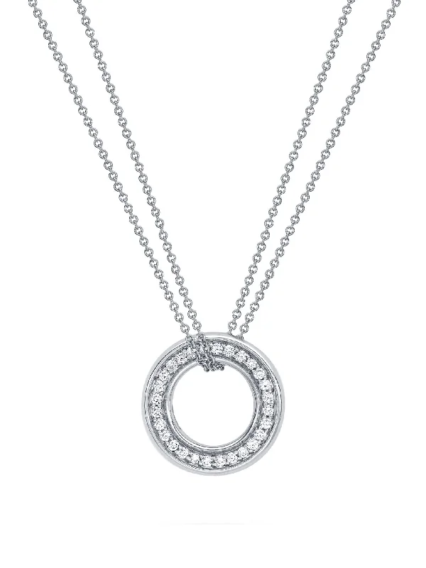 Gold Pendant Necklace-Roulette Medium White Gold Diamond Pendant