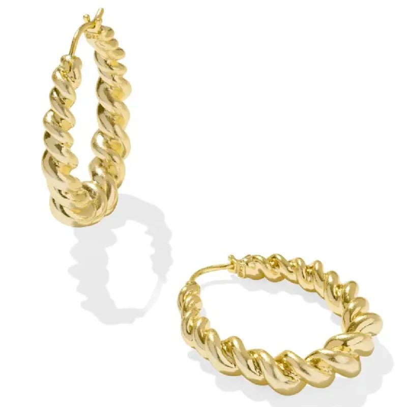 Simple Silver Drop Earrings-Kendra Scott | Haisley Hoop Earrings in Gold