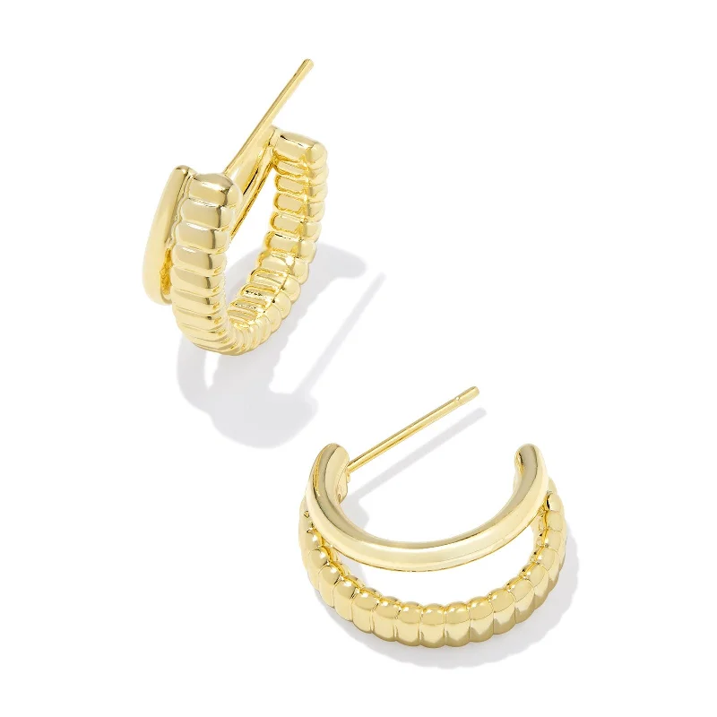 Luxury Drop Earrings for Weddings-Kendra Scott | Layne Gold Huggie Earrings