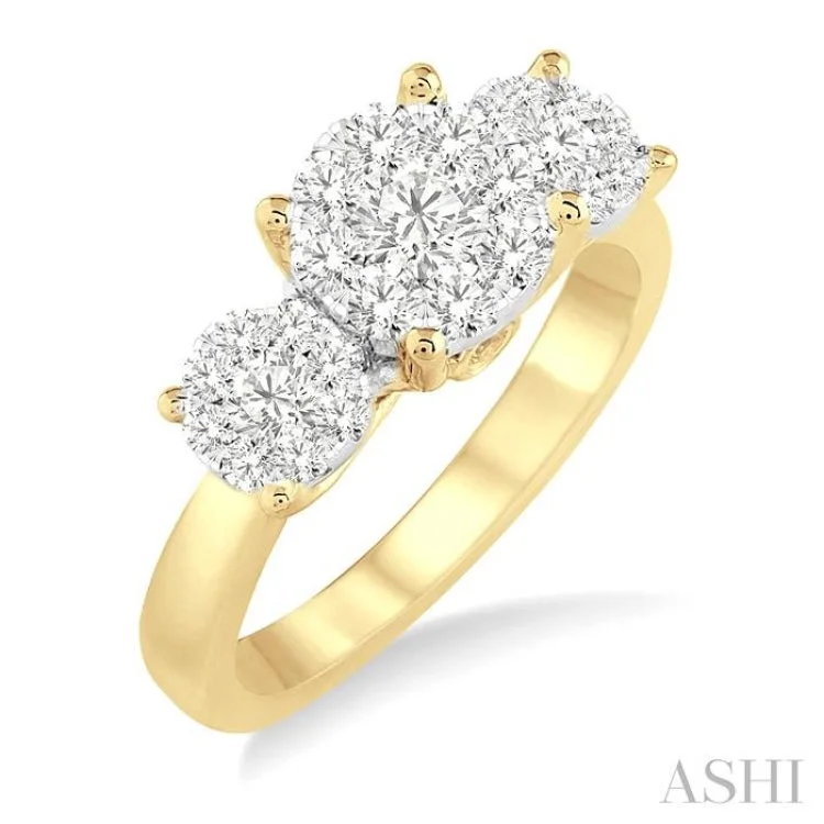 Designer Wedding Ring Set-1 Ctw Lovebright Round Cut Diamond Ring in 14K Yellow and White Gold