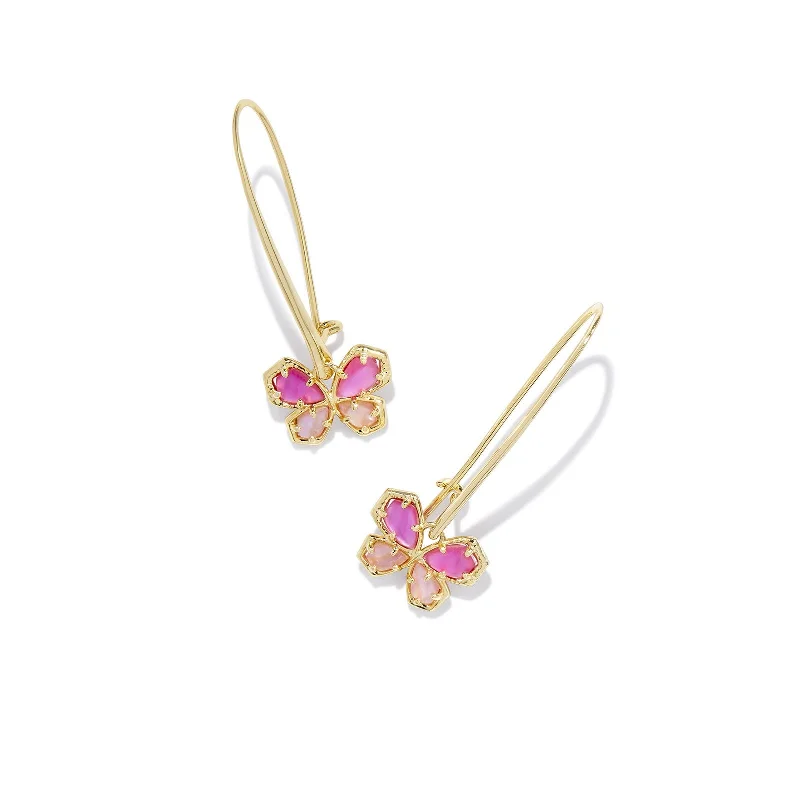 Elegant Earrings for Special Occasions-Kendra Scott | Mae Gold Butterfly Wire Drop Earrings in Azalea Illusion