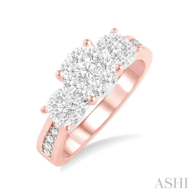 Trendy Gold Wedding Ring-1/2 Ctw Lovebright Round Cut Diamond Ring in 14K Rose and White Gold