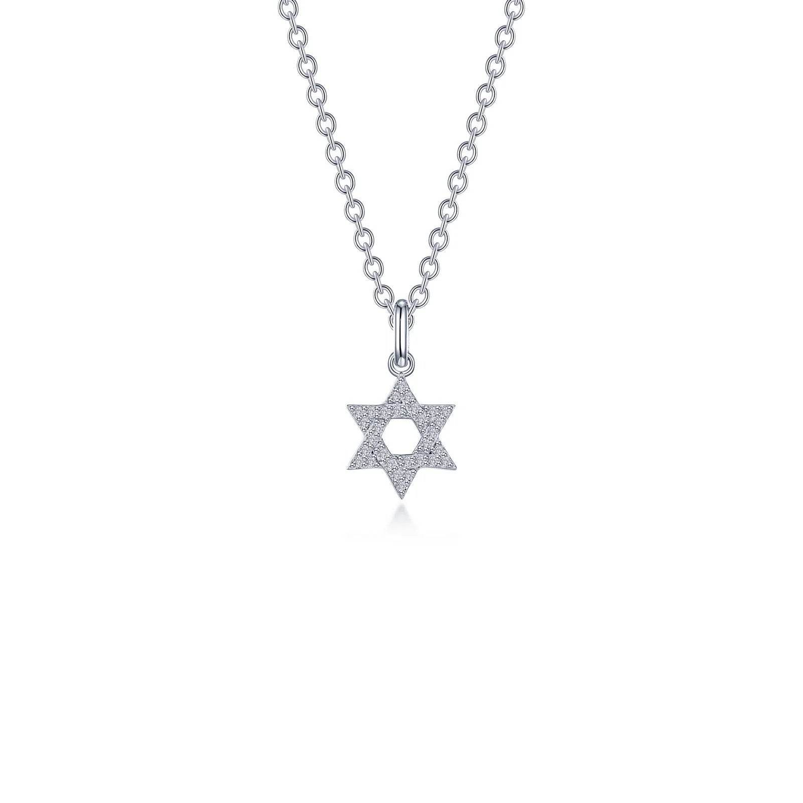 Trendy Necklace for Teens-Lafonn Simulated Diamond Star of David Necklace N2028CLP20