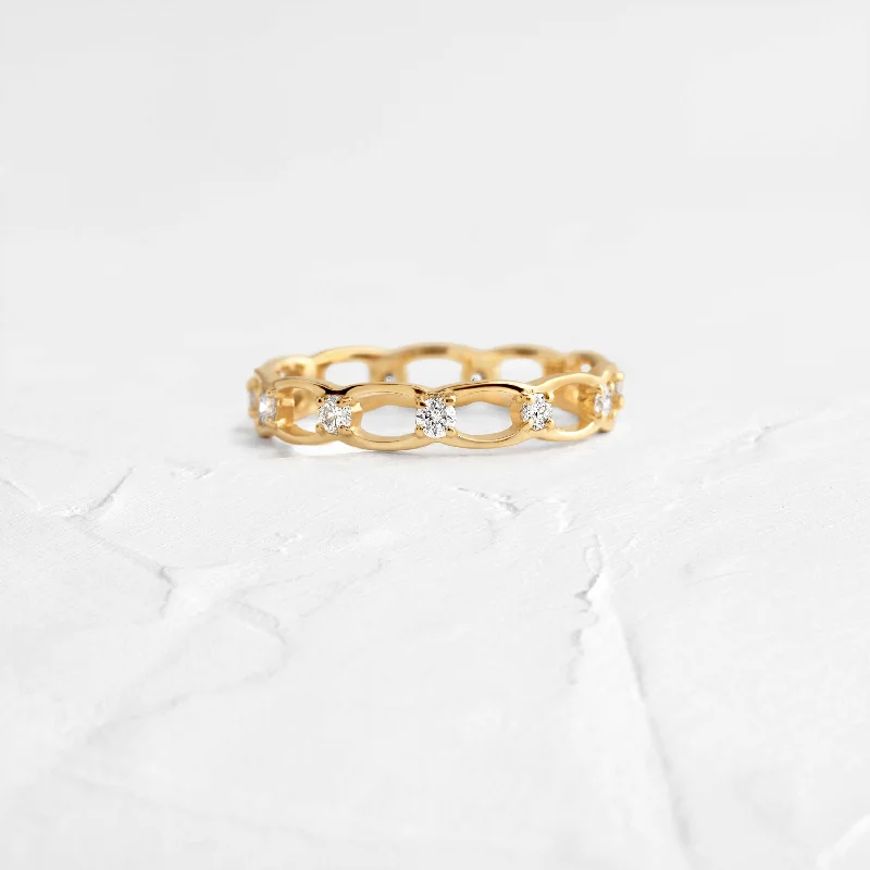 Silver Ring with Sapphire-Linked Eternity Band