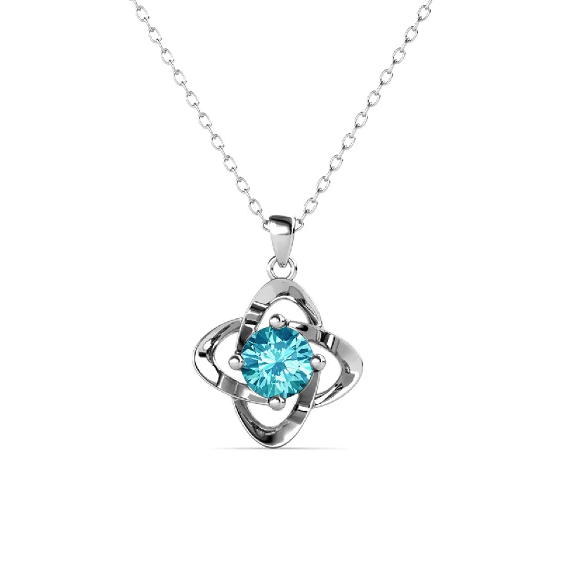 Custom Diamond Necklace-Infinity March Birthstone Aquamarine Necklace 18k White Gold Plated Silver Birthstone Necklace with Swarovski Crystal