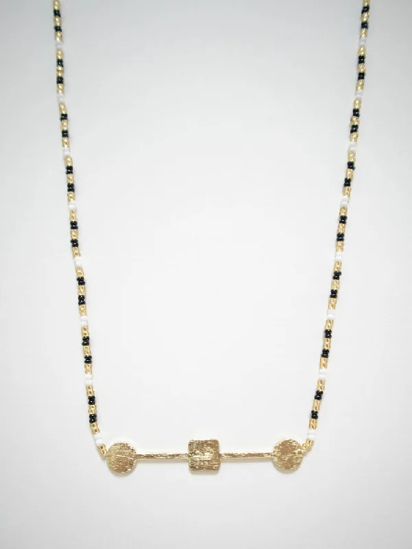 Statement Necklace with Pearls-Axis Beaded Necklace - Gold