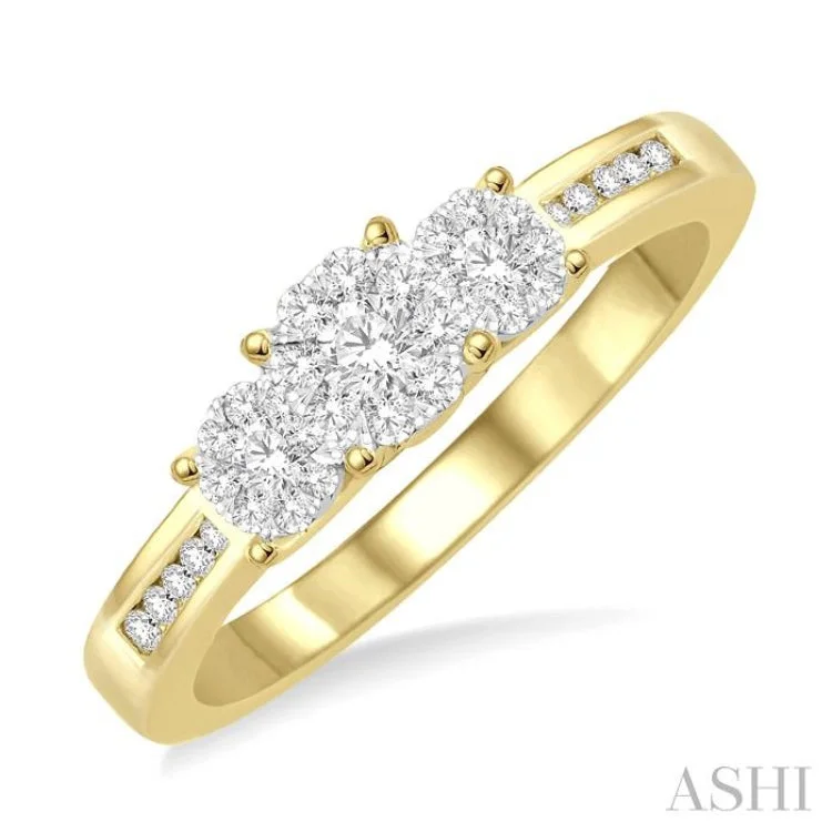 Diamond Eternity Ring-1/3 Ctw Lovebright Round Cut Diamond Ring in 14K Yellow and White Gold