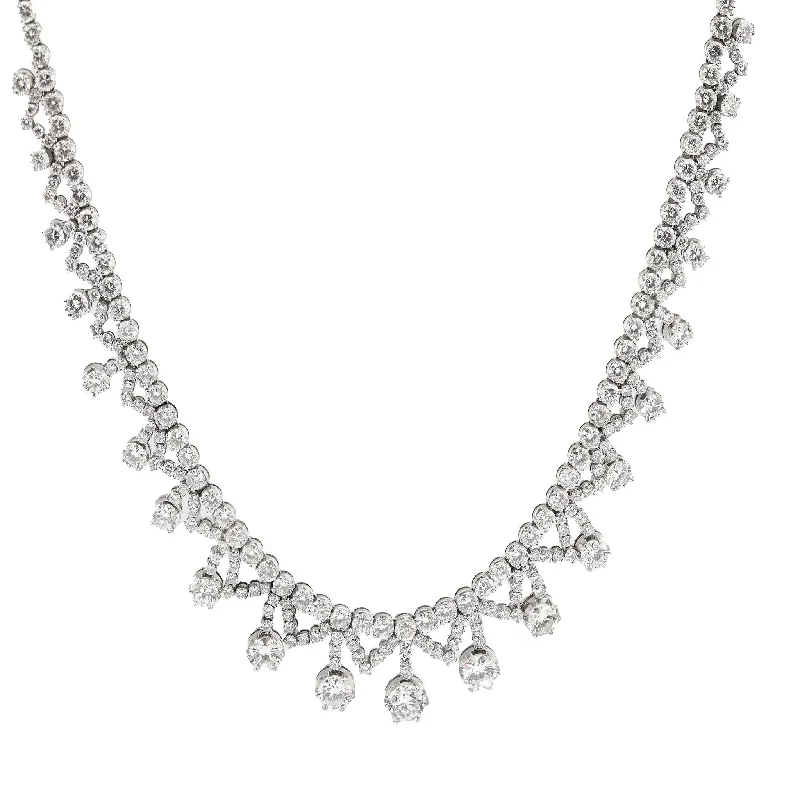 Luxury Necklace with Diamonds-Mid Century 35 carat total weight diamond platinum cocktail necklace