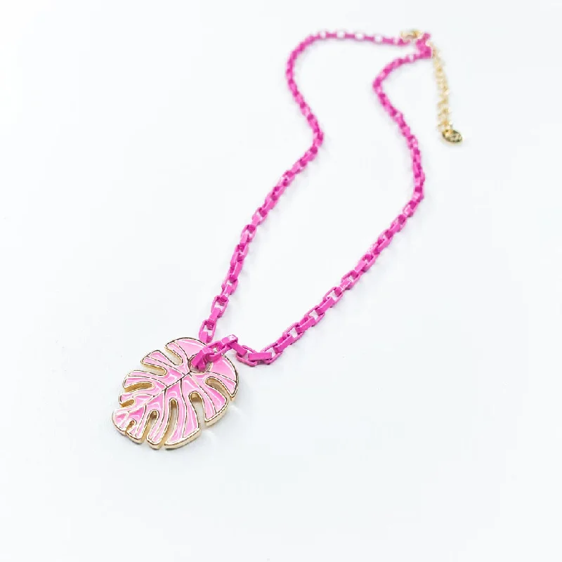 Fine Diamond Necklace-Pink Palm Necklace N2