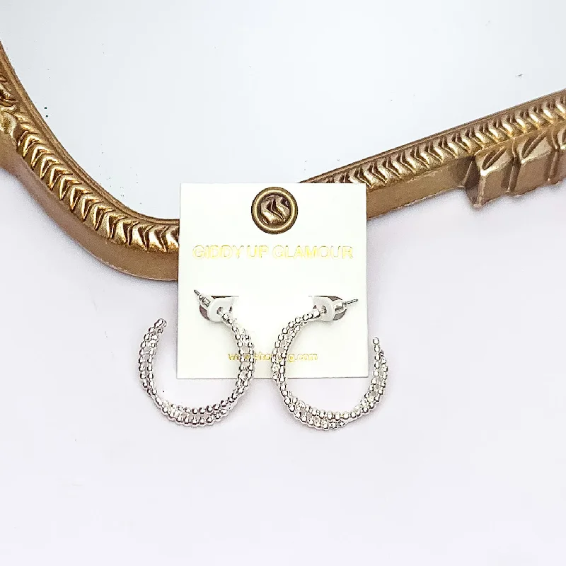 Unique Silver Earrings-Everyday Glam Double Twisted Hoop Earrings in Silver Tone