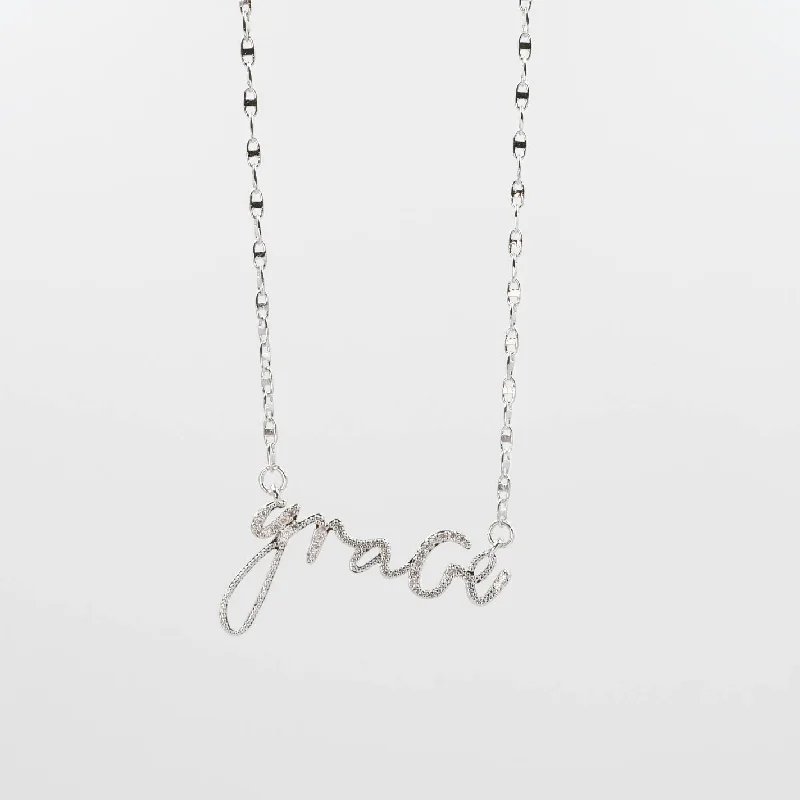 Simple Silver Necklace for Brides-Grace Silver Necklace I-42