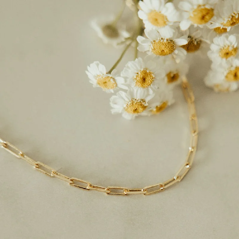 Long Gold Necklace-Madeline Gold Filled Paperclip Necklace