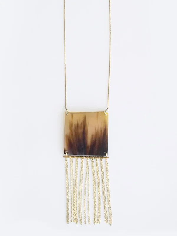 Luxury Beaded Necklace-Horn Fringe Necklace - Horn