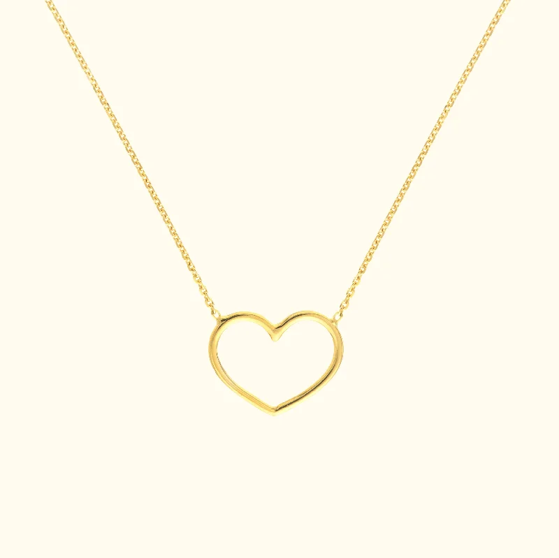 Delicate Chain Necklace-Open Wire Heart Necklace