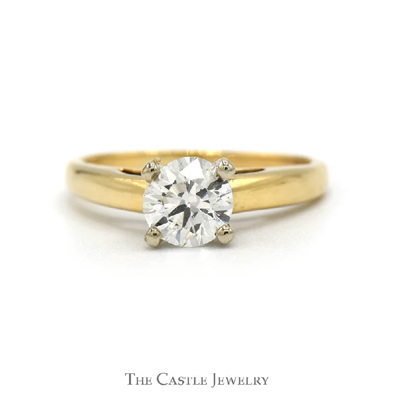 Designer Wedding Ring for Women-1.03ct Round Diamond Solitaire Engagement Ring in 14k Yellow Gold