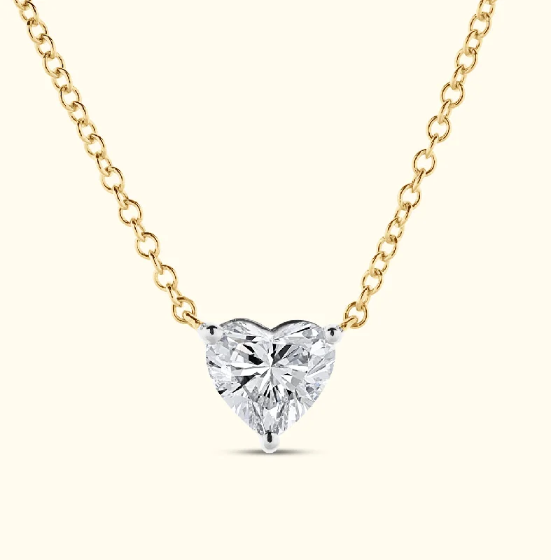 Sparkling Gold Necklace-Heart Shaped Solitaire Necklace