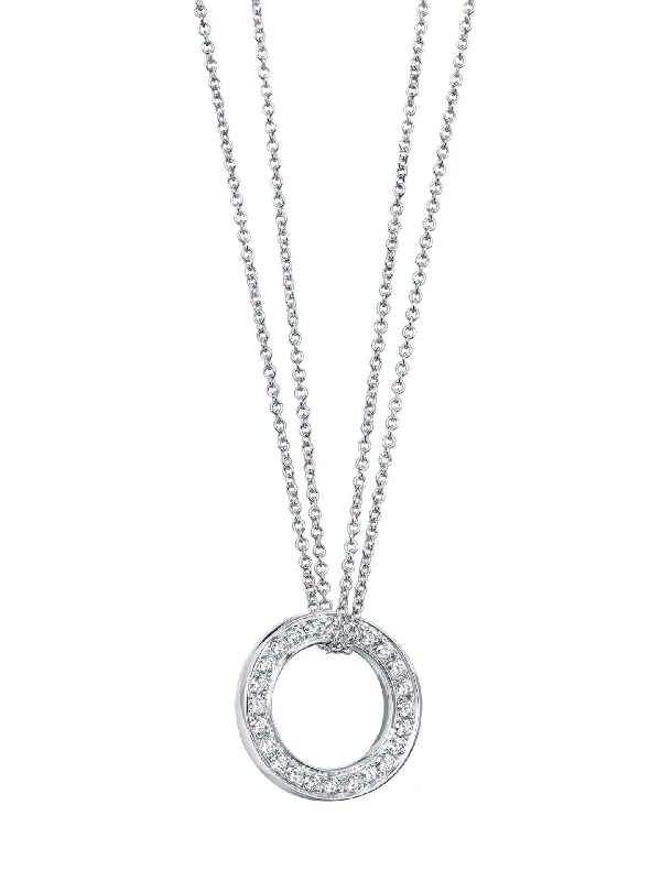 Luxury Necklace with Diamonds-Roulette Large White Gold Diamond Pendant